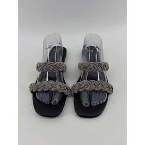 Caloleyng, Rhinestone Double Braided Strap Slide Sandals, Women's 10, Pre-Own